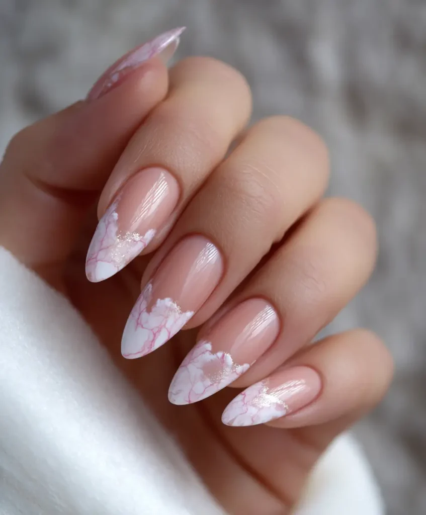 Airbrush Cloud Almond Nails