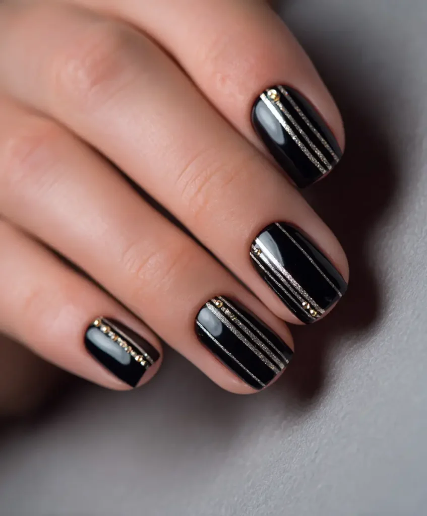 Black with Metallic Stripes