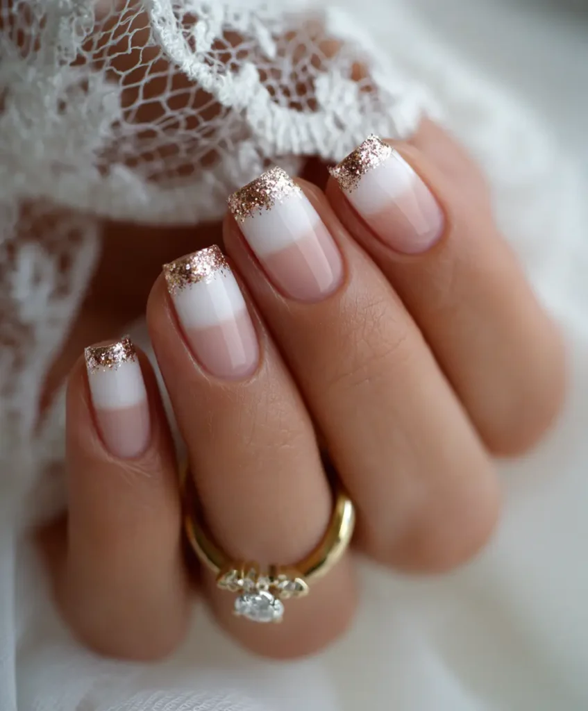 Bridal French with Glitter Edge