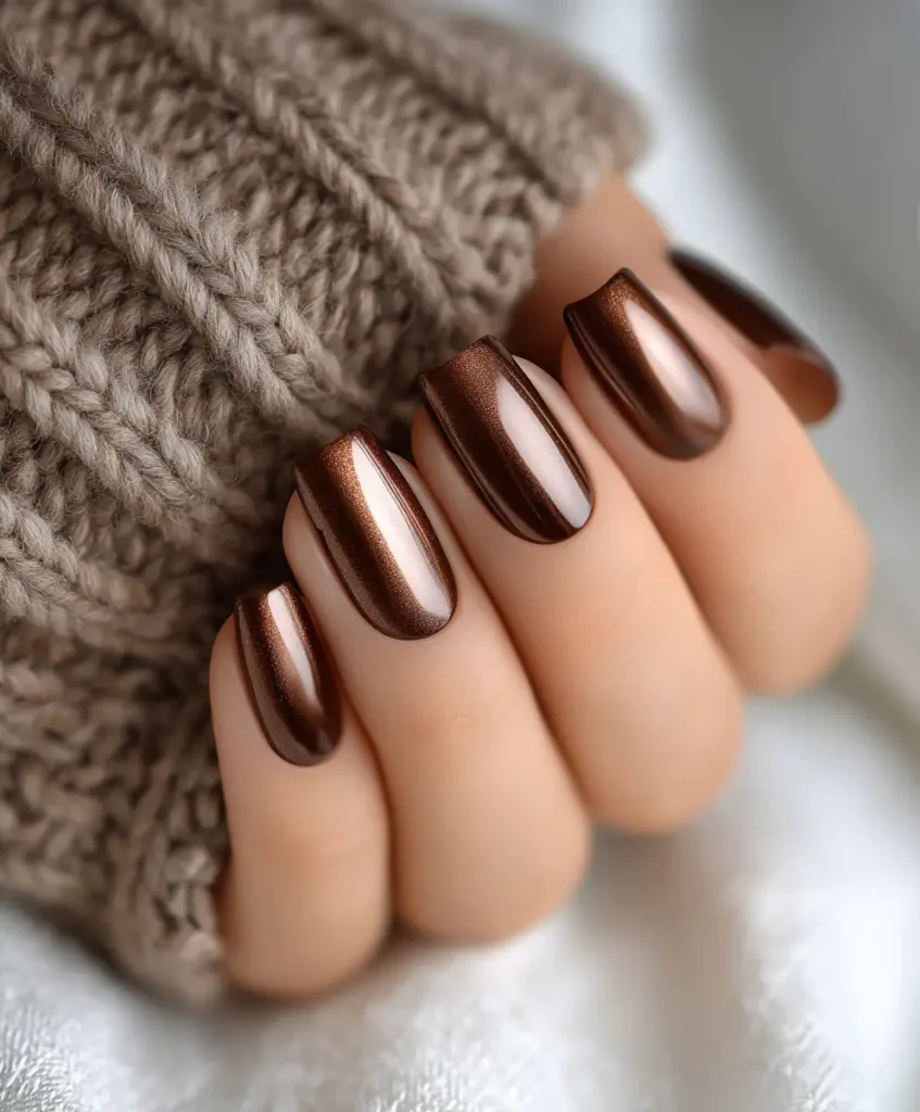 Brown Chrome Nails