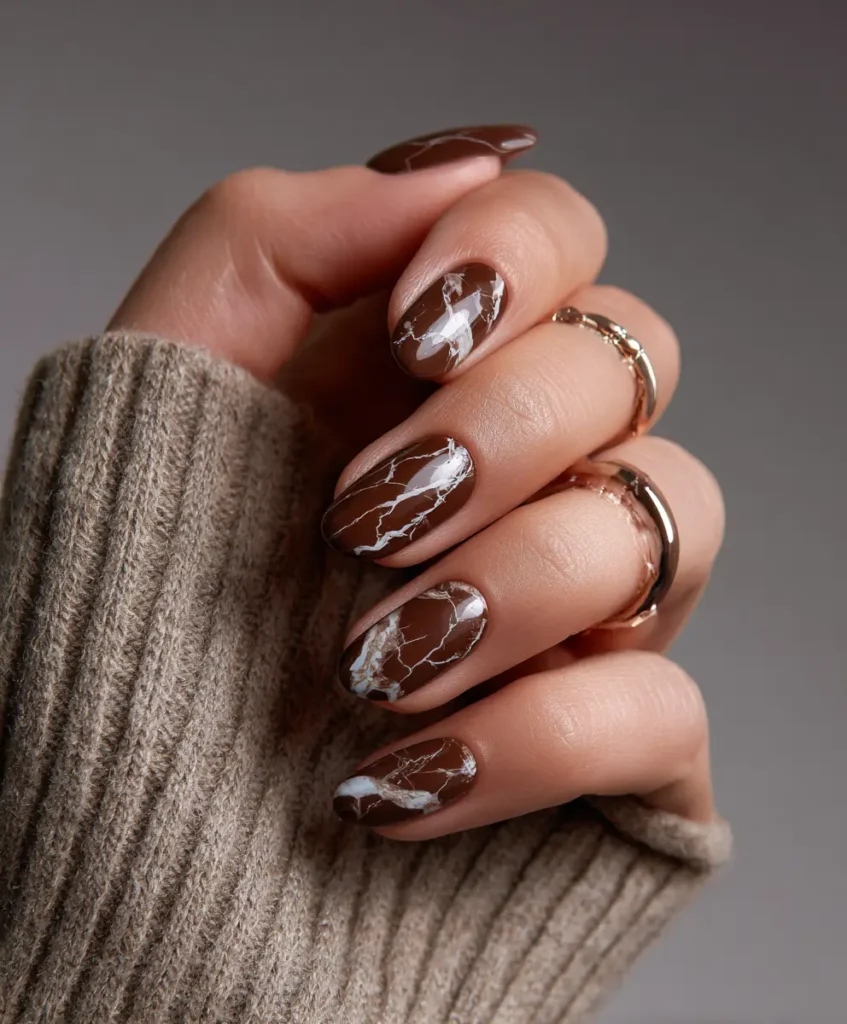 Brown Marble Nails