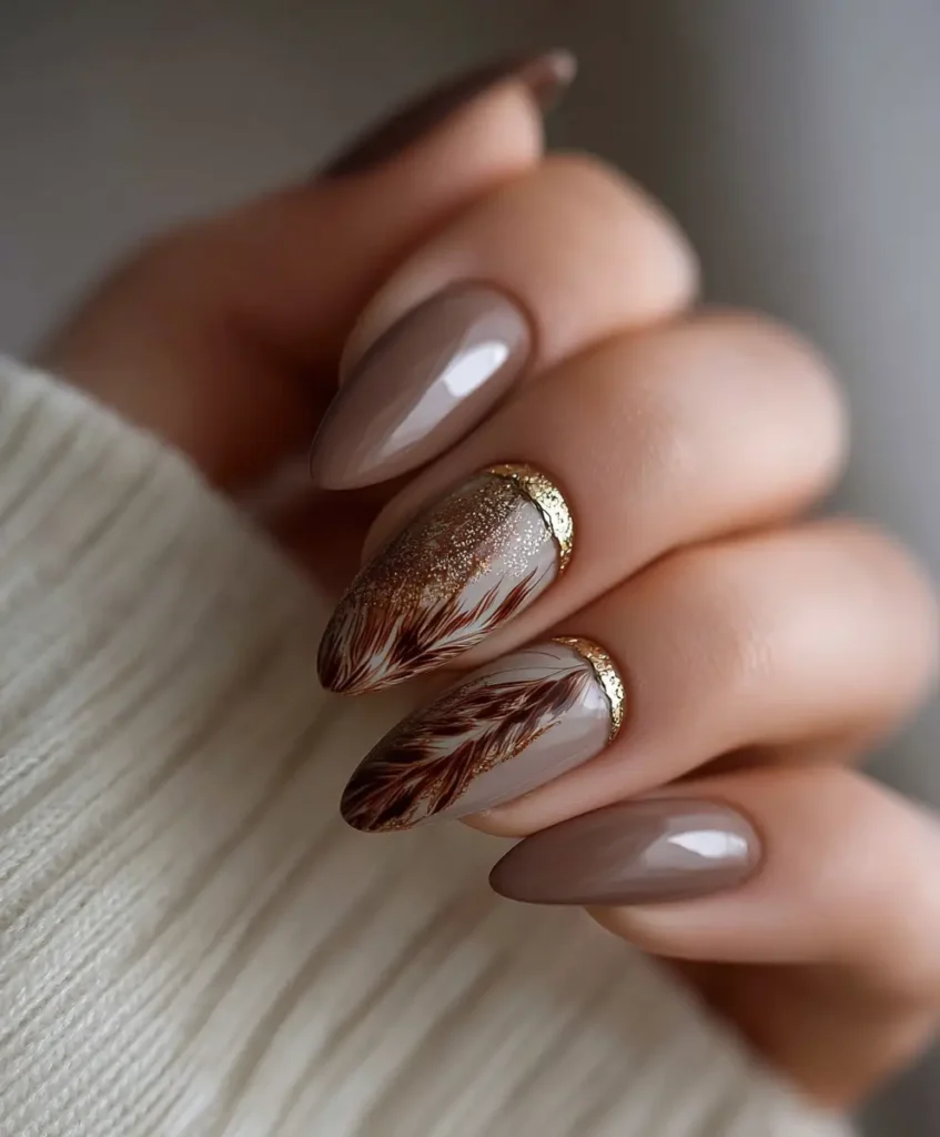 Earth-Toned Almond Nails