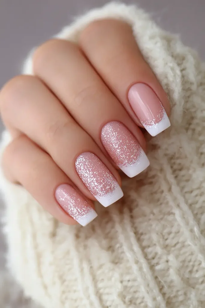 Glitter-Dipped French Tips