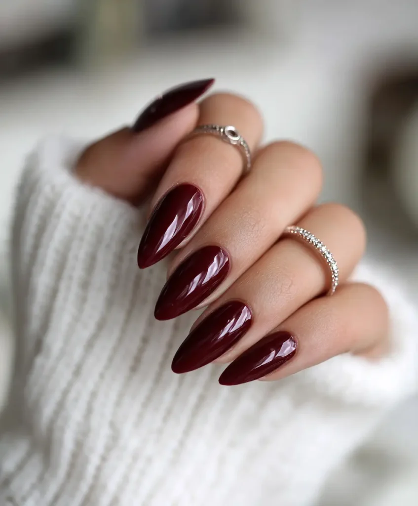 Glossy Burgundy Nails