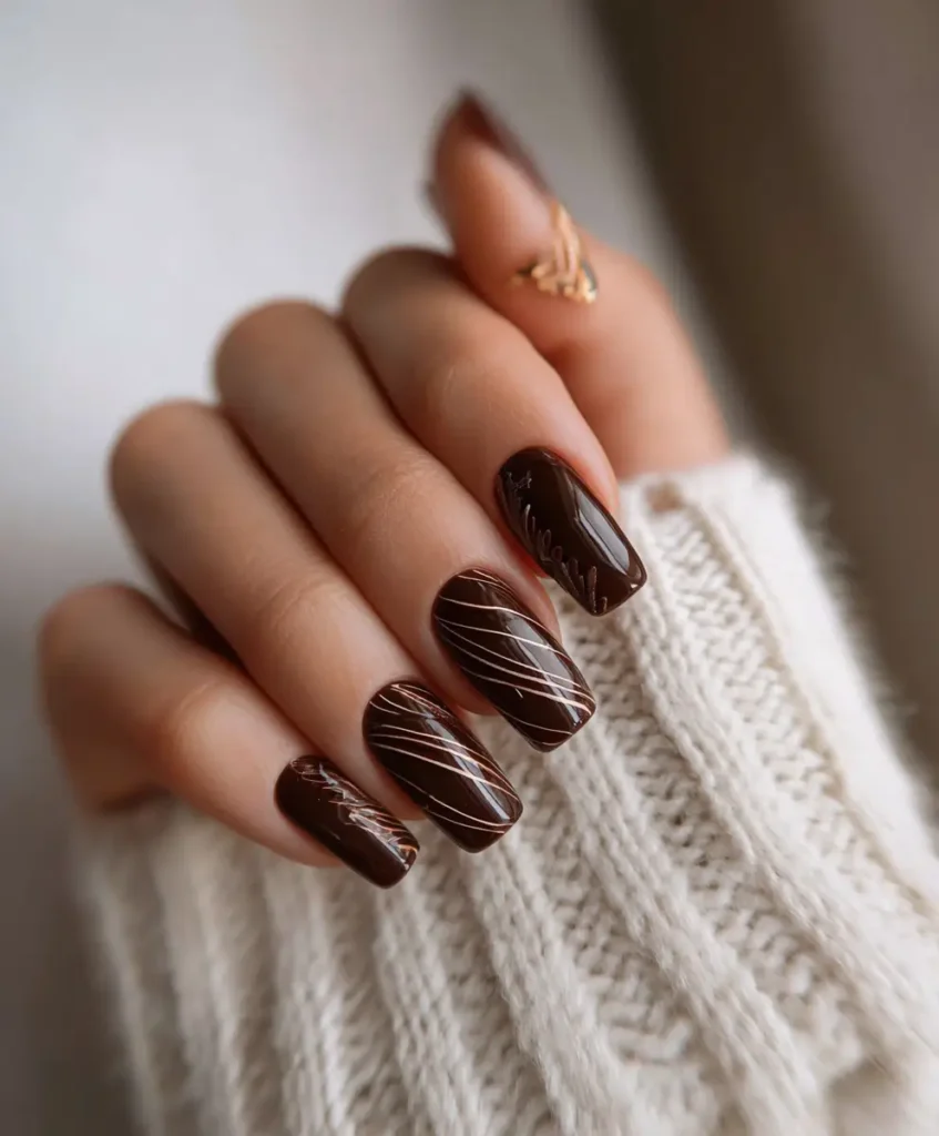 Glossy Espresso with Minimal Line Art