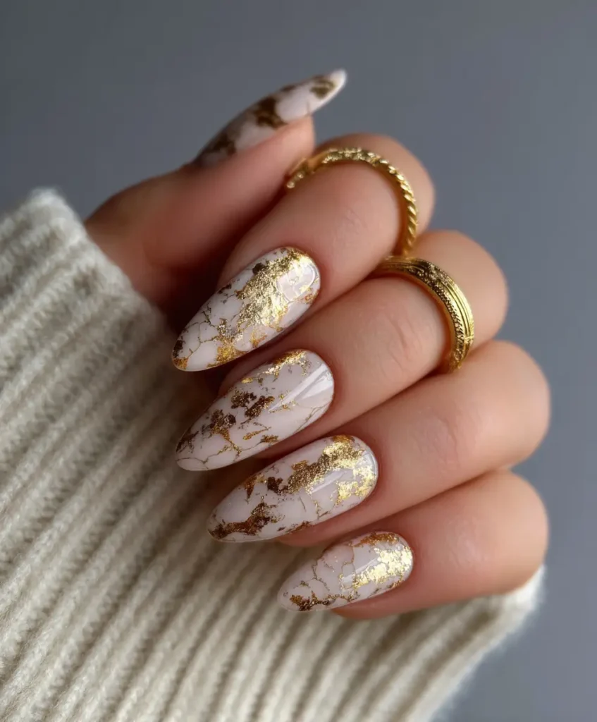Gold Foil Gel Nails