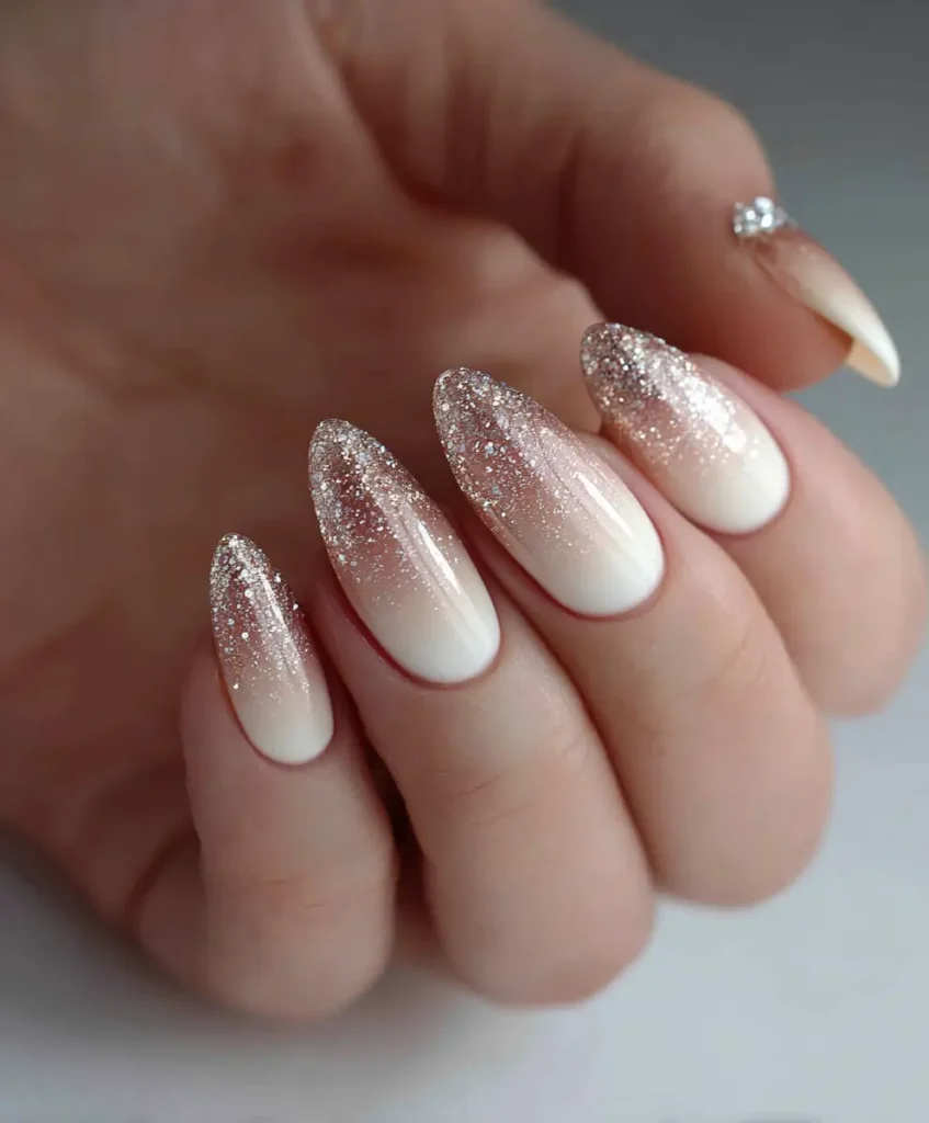 Gradient Glitter Almond Nails