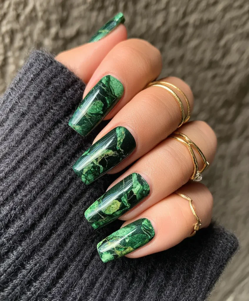Green Marble Nails
