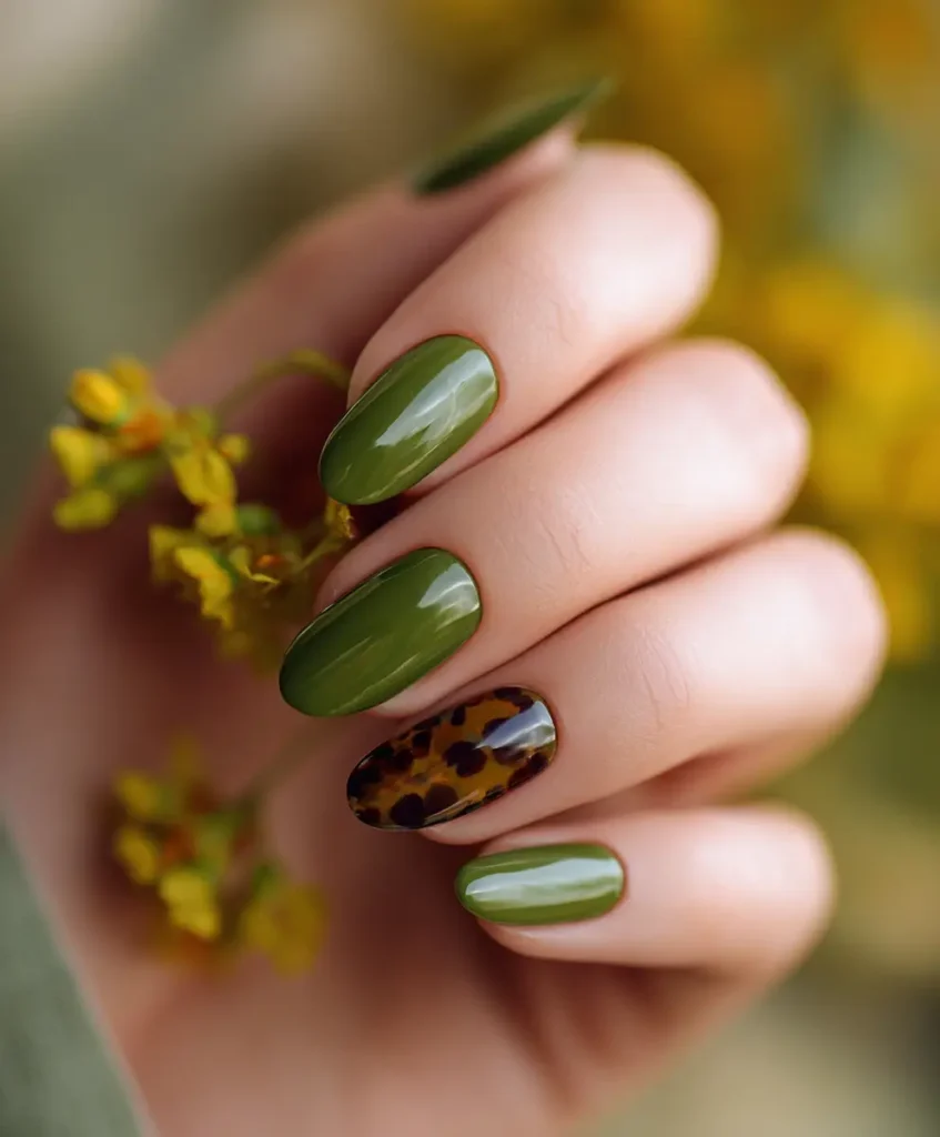  Green Tortoiseshell Nails
