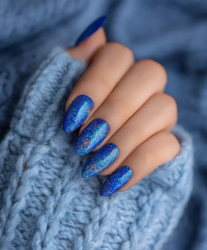 Holographic Blue Nails