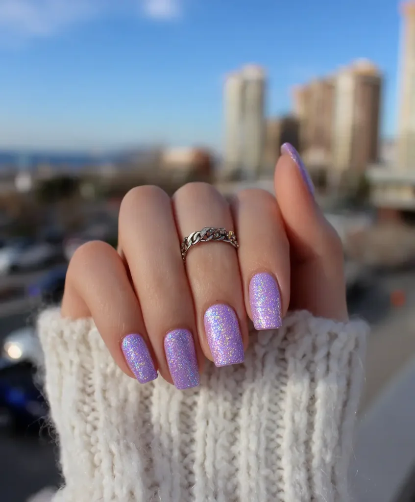 Holographic Purple Nails