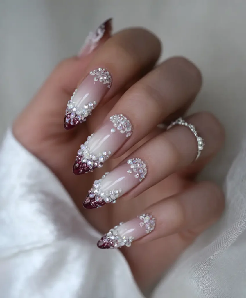 Jelly Almond Nails with 3D Droplets