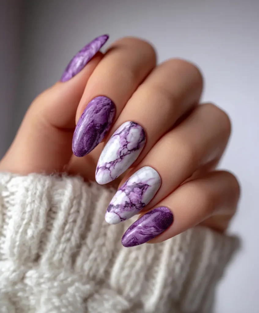 Marble Effect in Purple and White