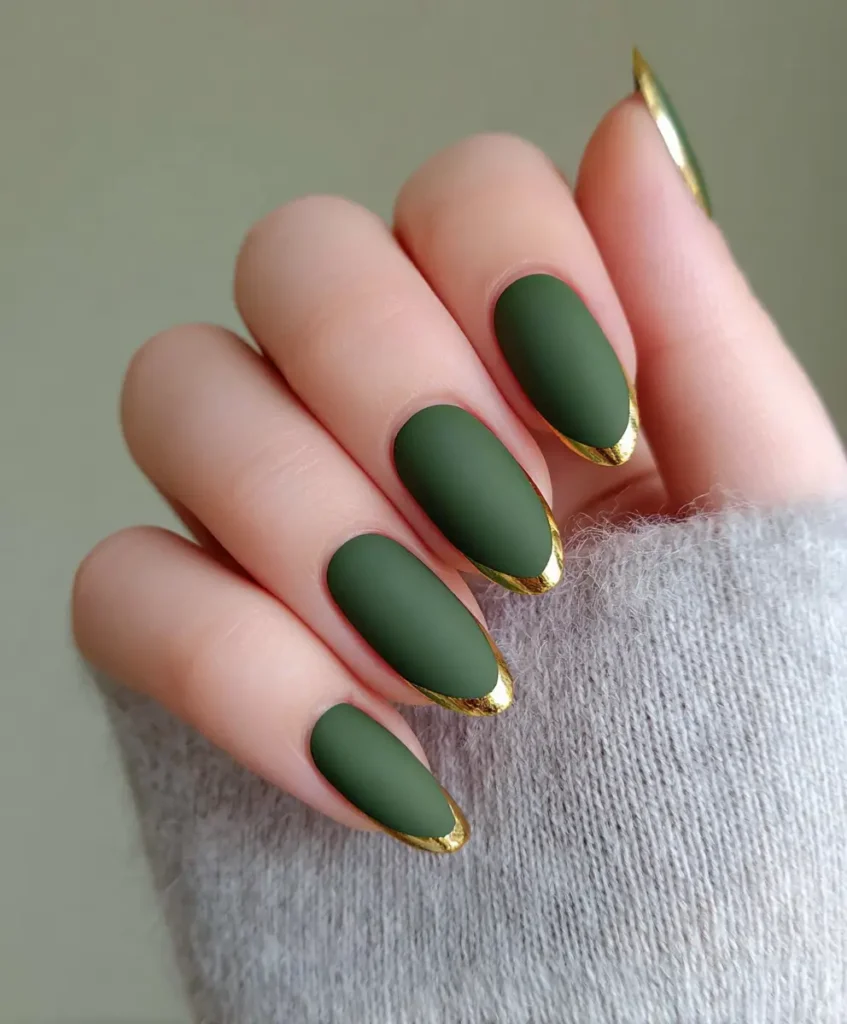 Matte Almond Nails with Glossy Tips
