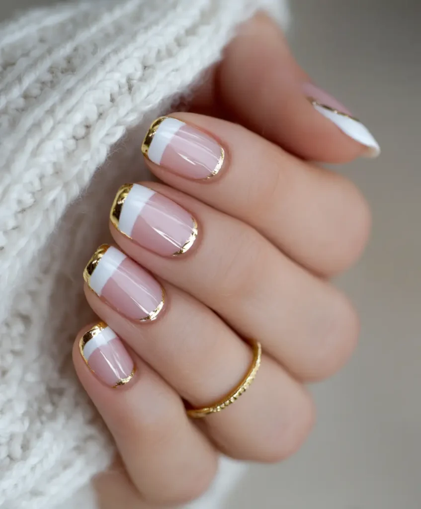 Metallic-Edged French Tips