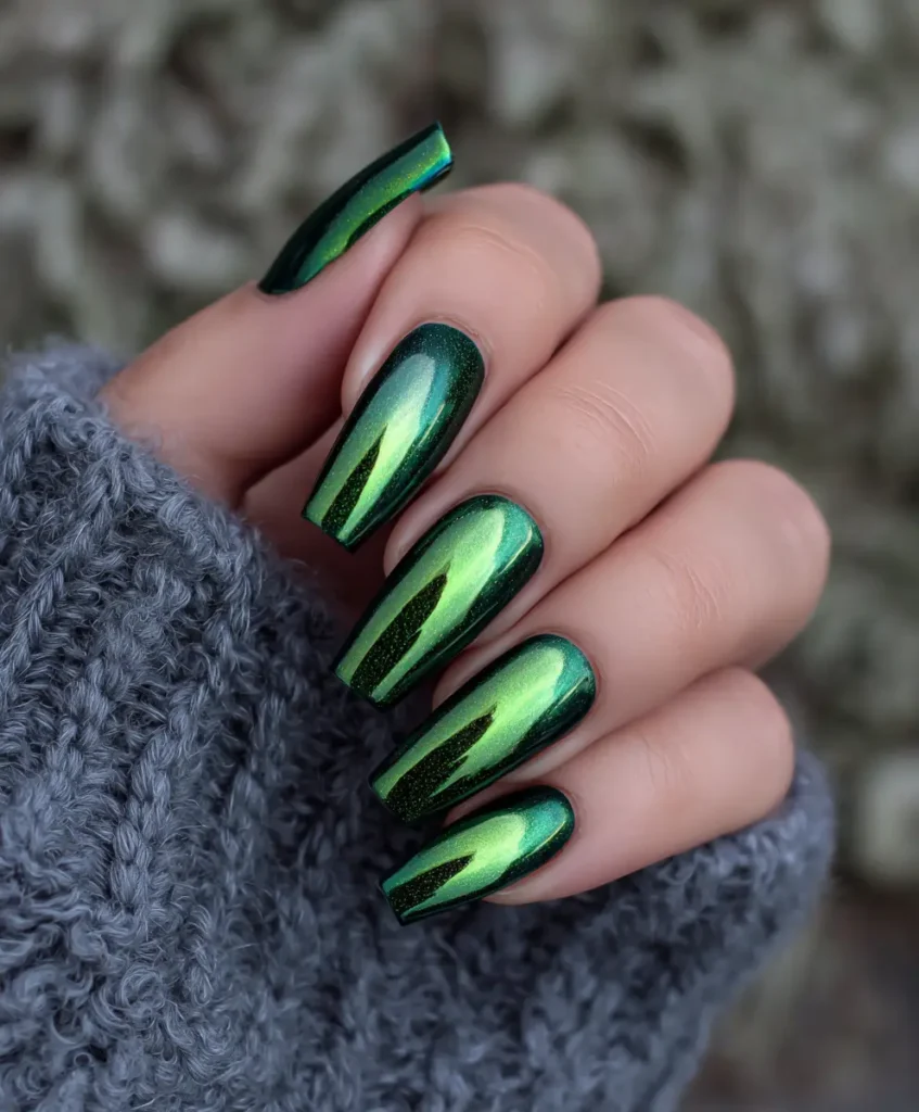 Metallic Green Nails