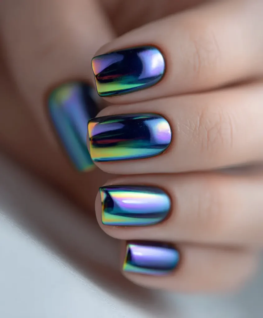 Metallic Oil-Slick Acrylics