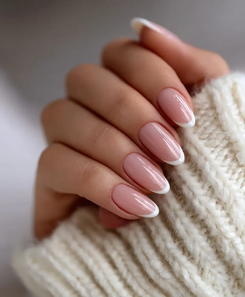 Micro-French Almond Nails