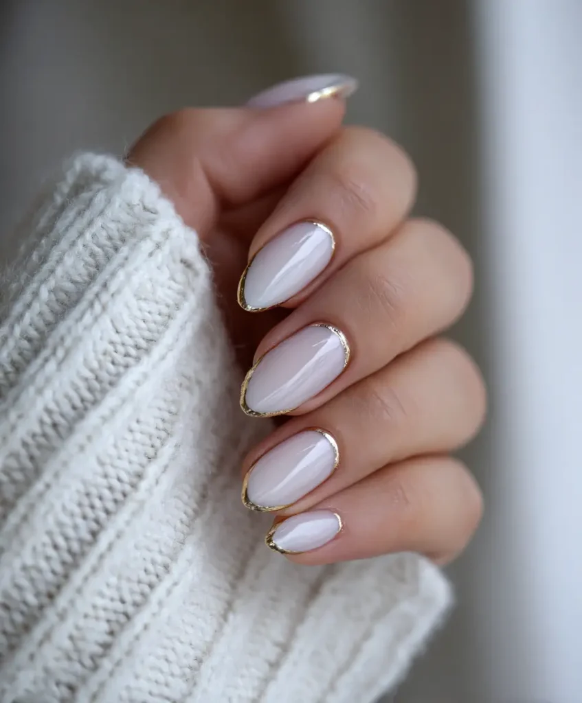 Minimal Chrome Edge Almond Nails