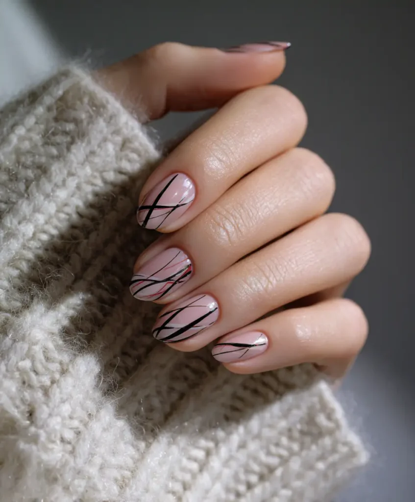 Minimalist Line Art Gel Nails