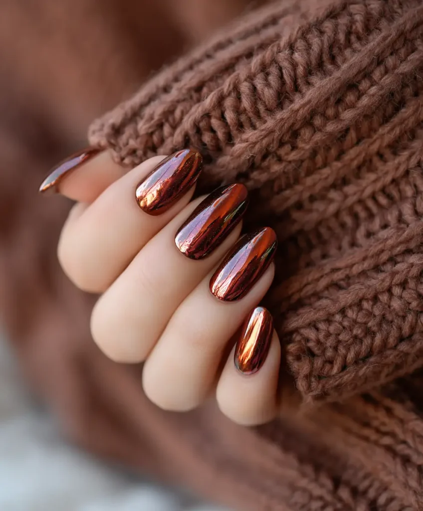 Mocha Chrome Nails