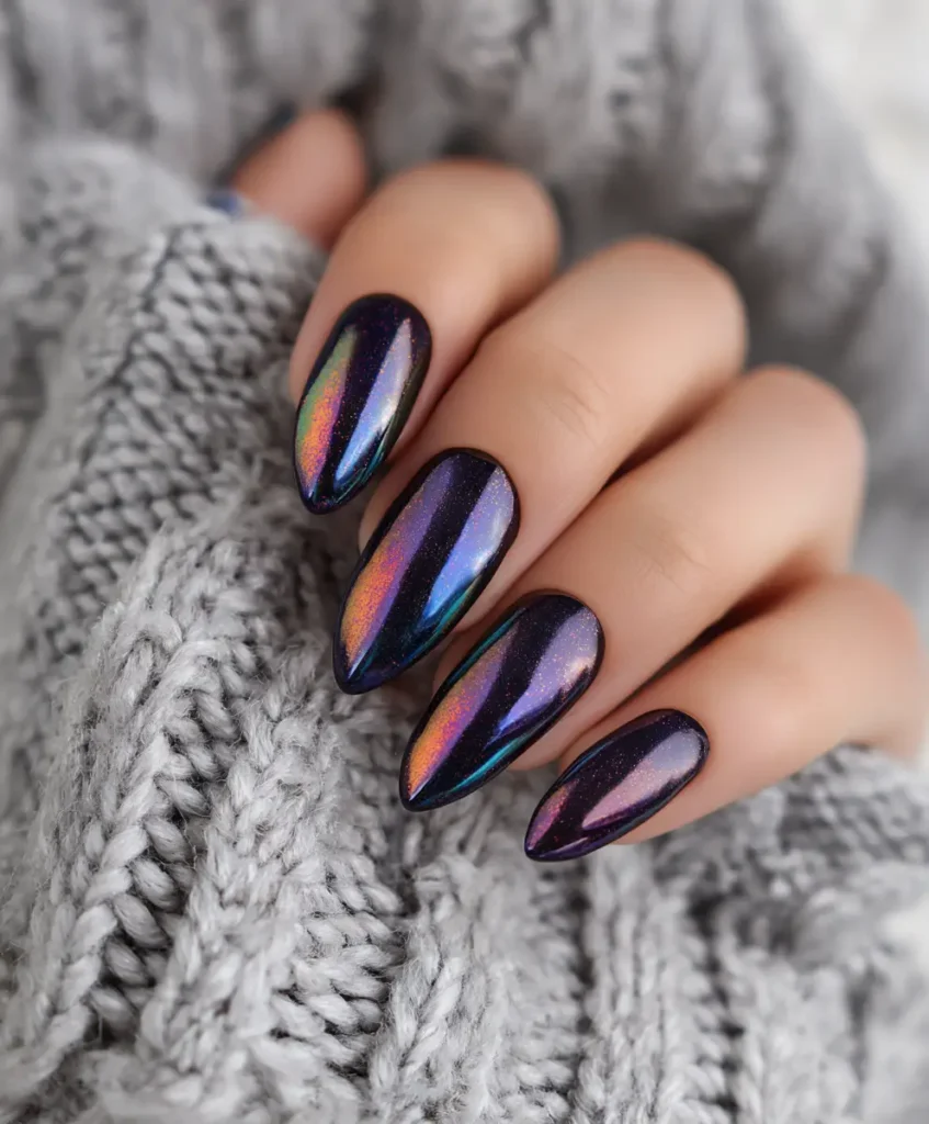  Oil-Slick Almond Nails