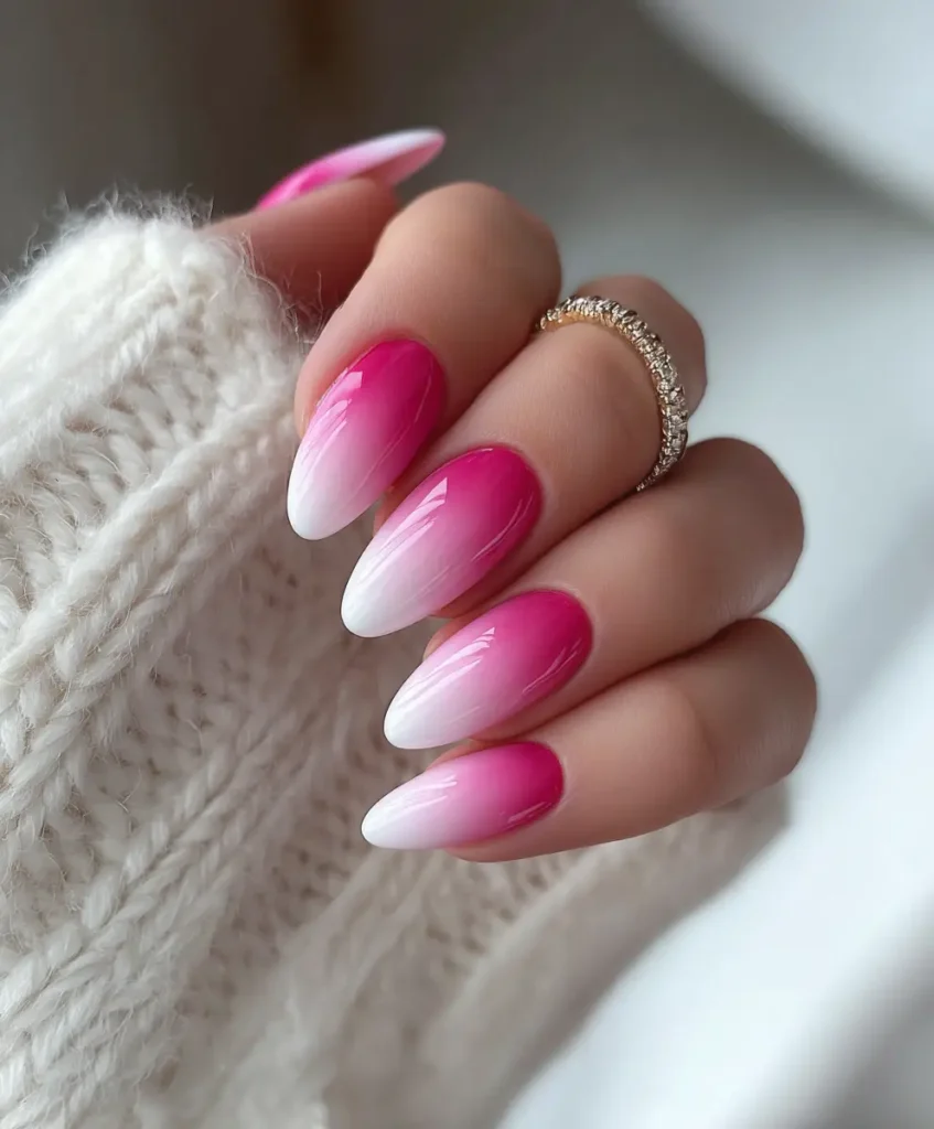 Ombre Pink-to-White Nails