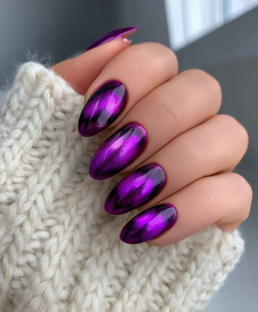 Purple Cat Eye Nails
