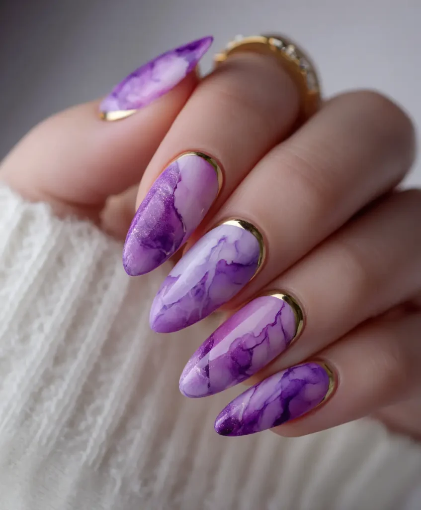 Purple Watercolor Nails