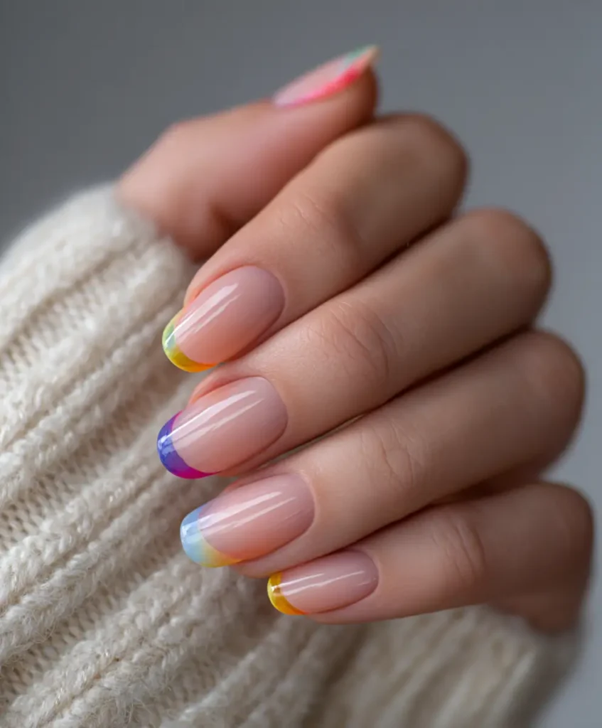 Rainbow French Tips