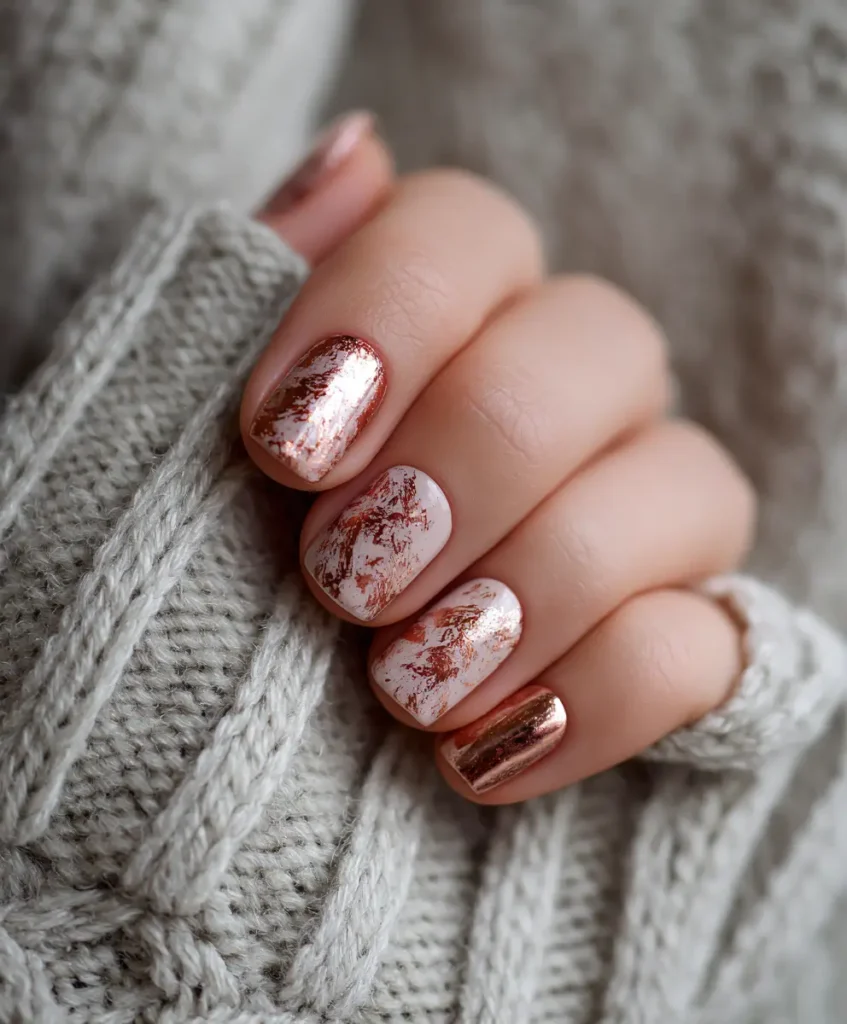 Rose Gold Accent Nails