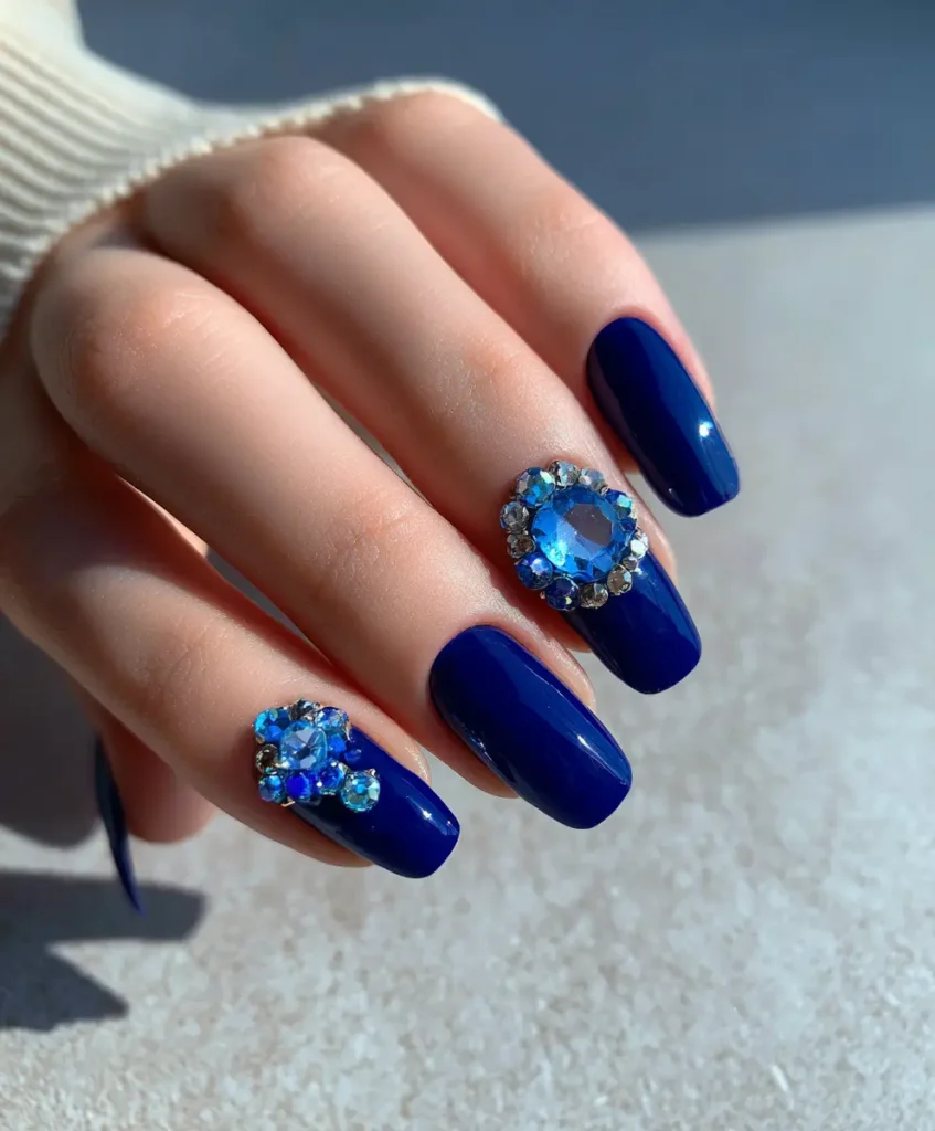 Sapphire Gemstone Nails