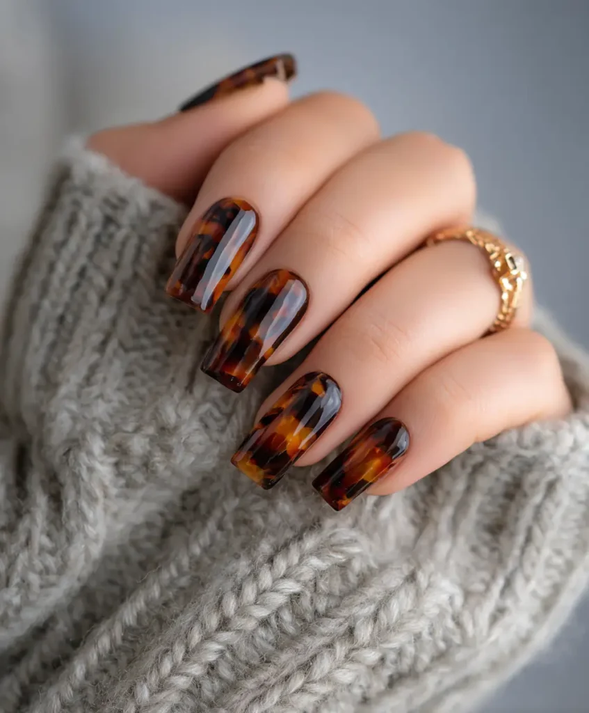 Tortoiseshell Acrylic Nails