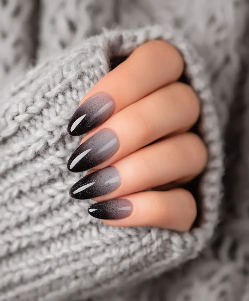 Velvet Ombre Almond Nails