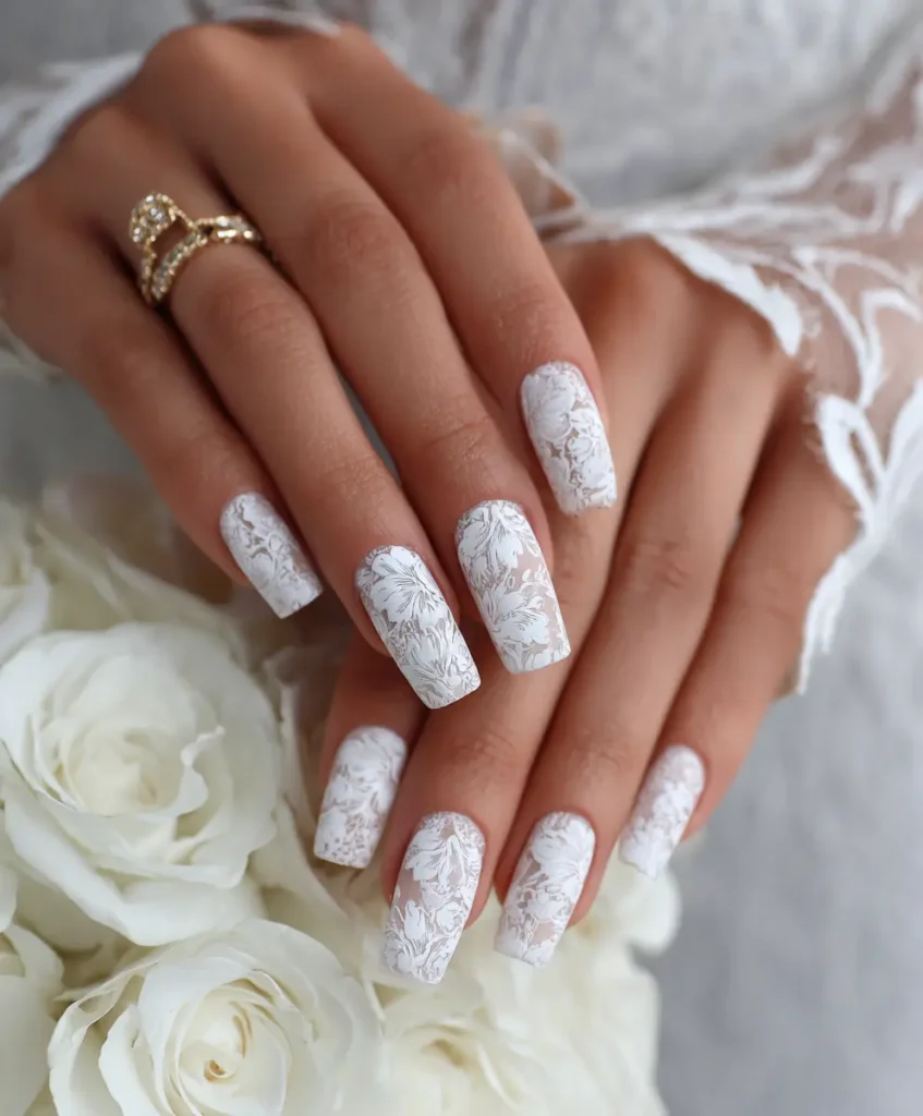 White Floral Nail Art