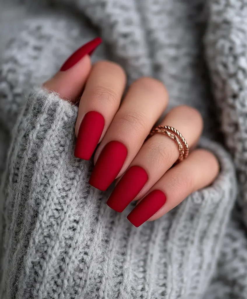 Bold Red Coffin Nails