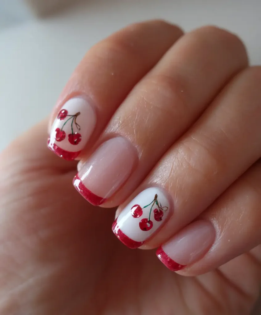 Cherry French Reverse Manicure