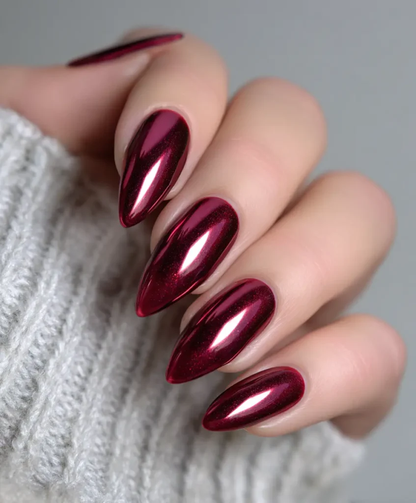 Chrome Cherry Nails