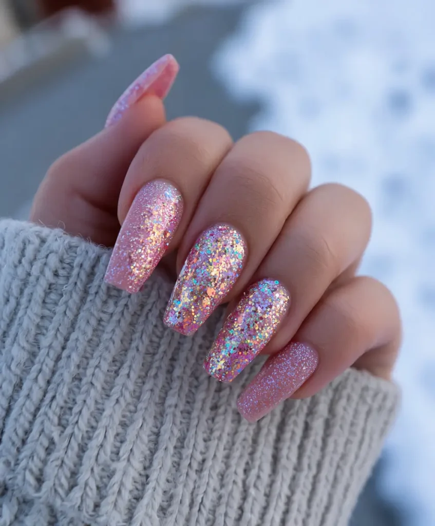 Glitter Accent Nails
