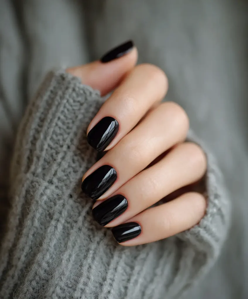 Glossy Black Nails