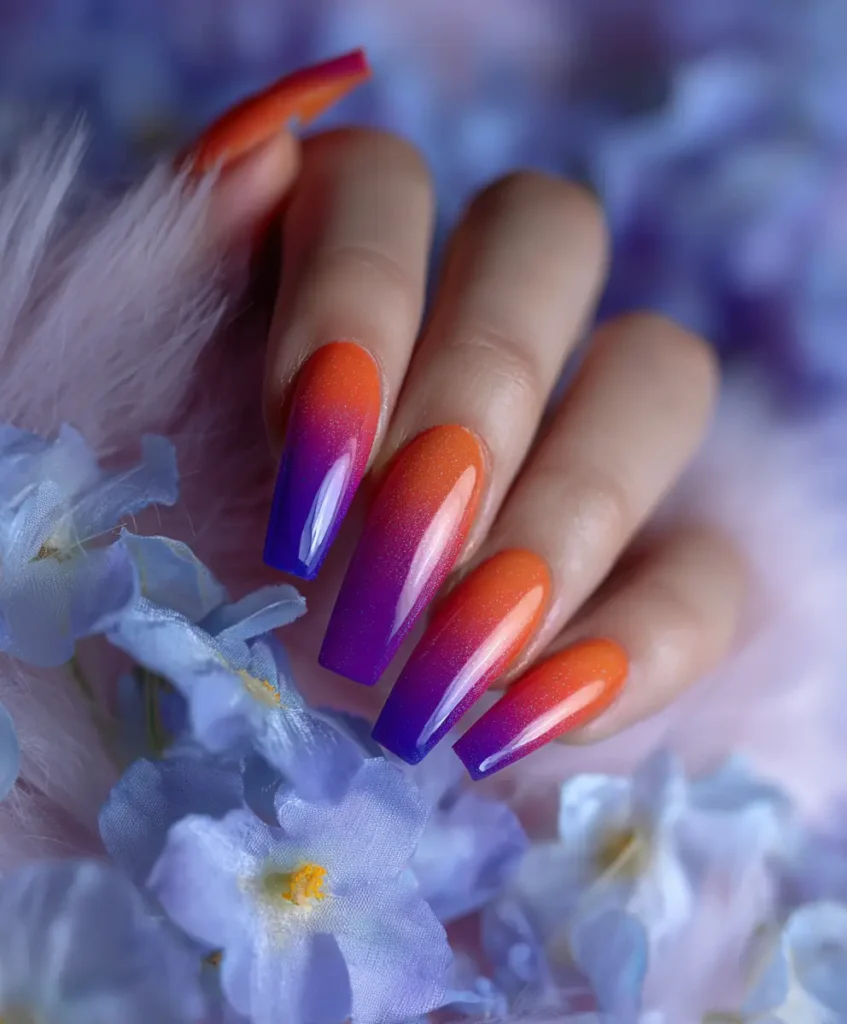 Jewel-Toned Coffin Nails