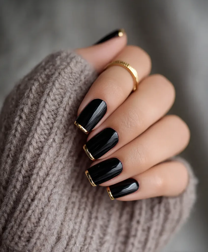 Minimal Black with Gold Line Art