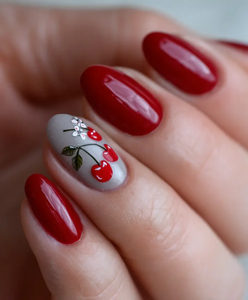 Negative Space Cherry Nails