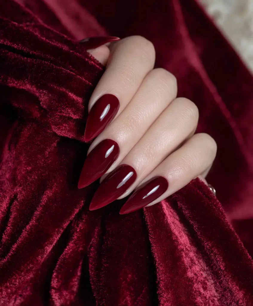 Red Velvet Stiletto Nails