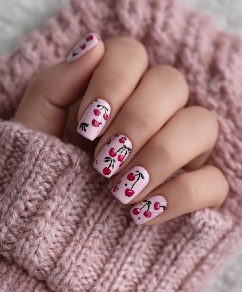 Short Cherry Nails for Everyday Wear